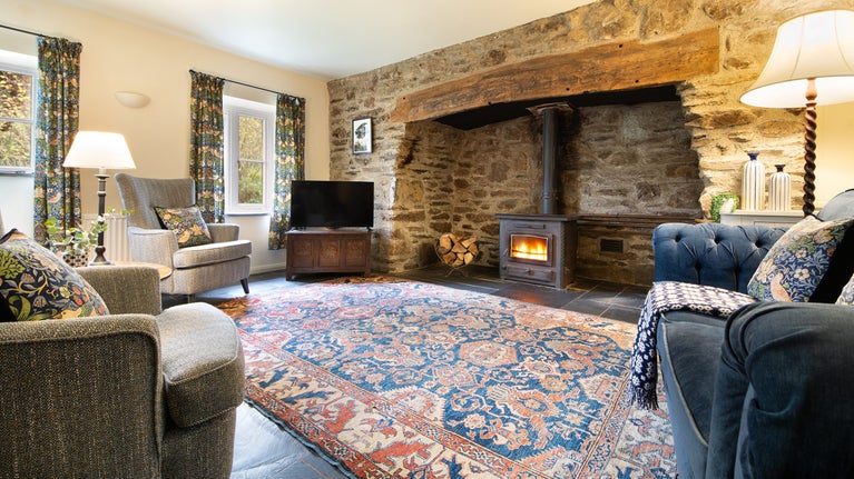 The sitting room at Glan yr Afon, Gwynedd